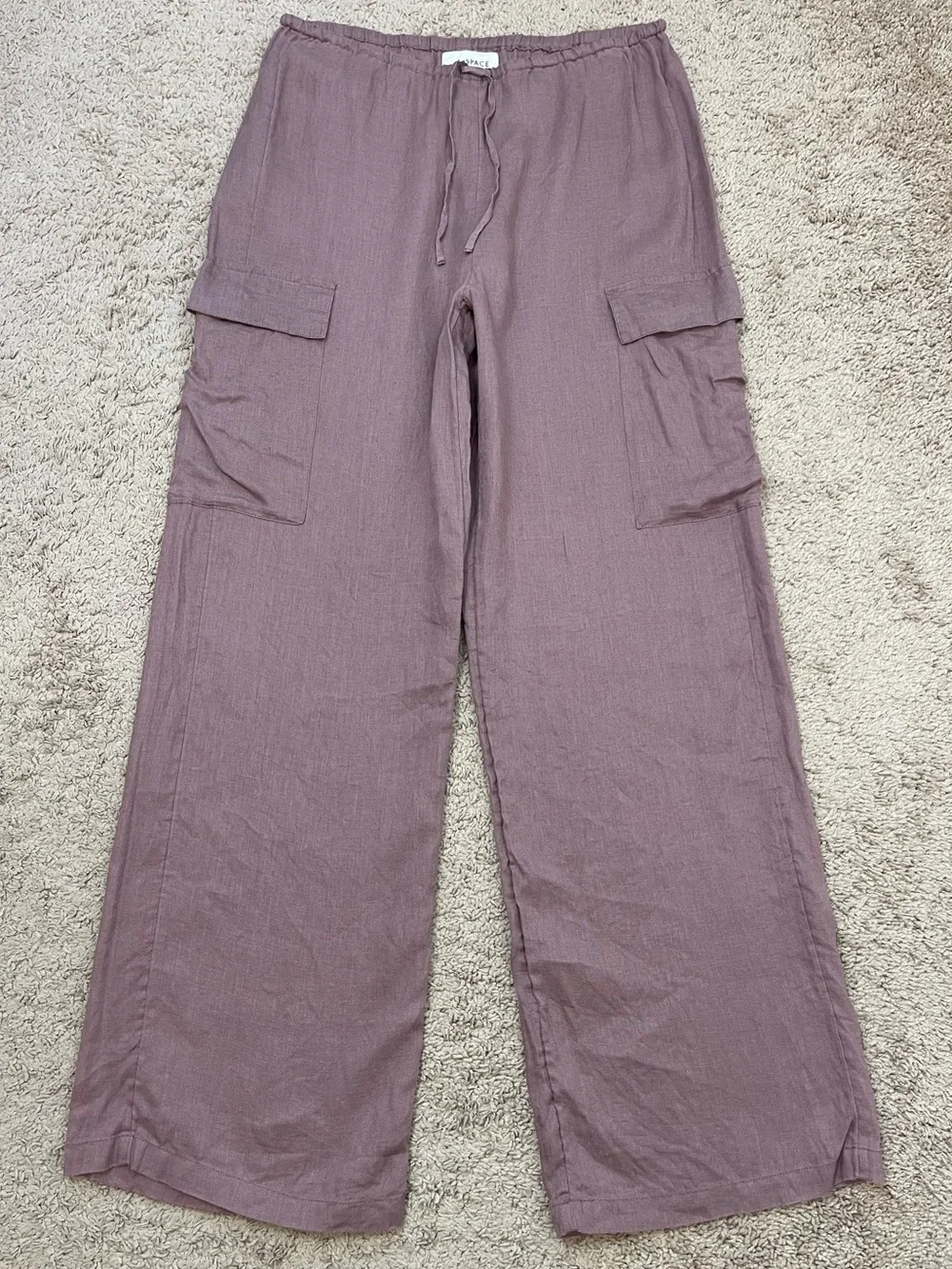L*Space Sundown Dusty Pink Linen Cargo Wide Leg Boho Coastal Pants Size Medium